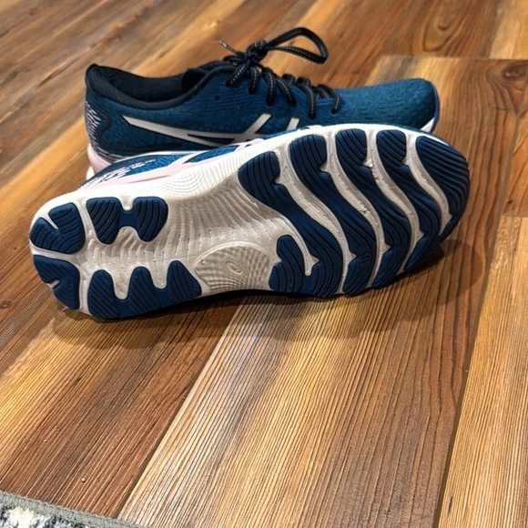 Asics Blue and Pink Athletic Shoes with Mesh Upper - Picture 4 of 5